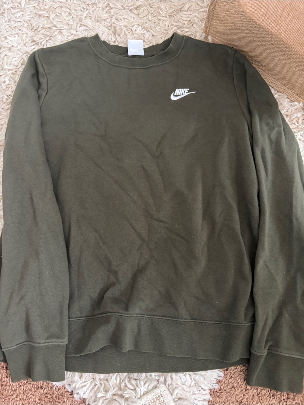 Nike Olive Crewneck Sweatshirt with White Logo